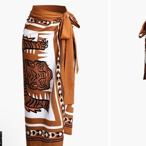 Abstract print knot maxi skirt